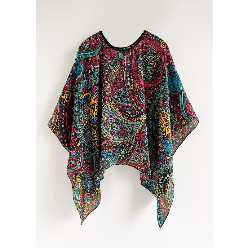 Yiran Shoe Industry Women's Poncho Pullover Shawl Sun Protection Scarf Paisley Versatile Scarf Paired With Loose Summer Sunscreen Leisure Clothing