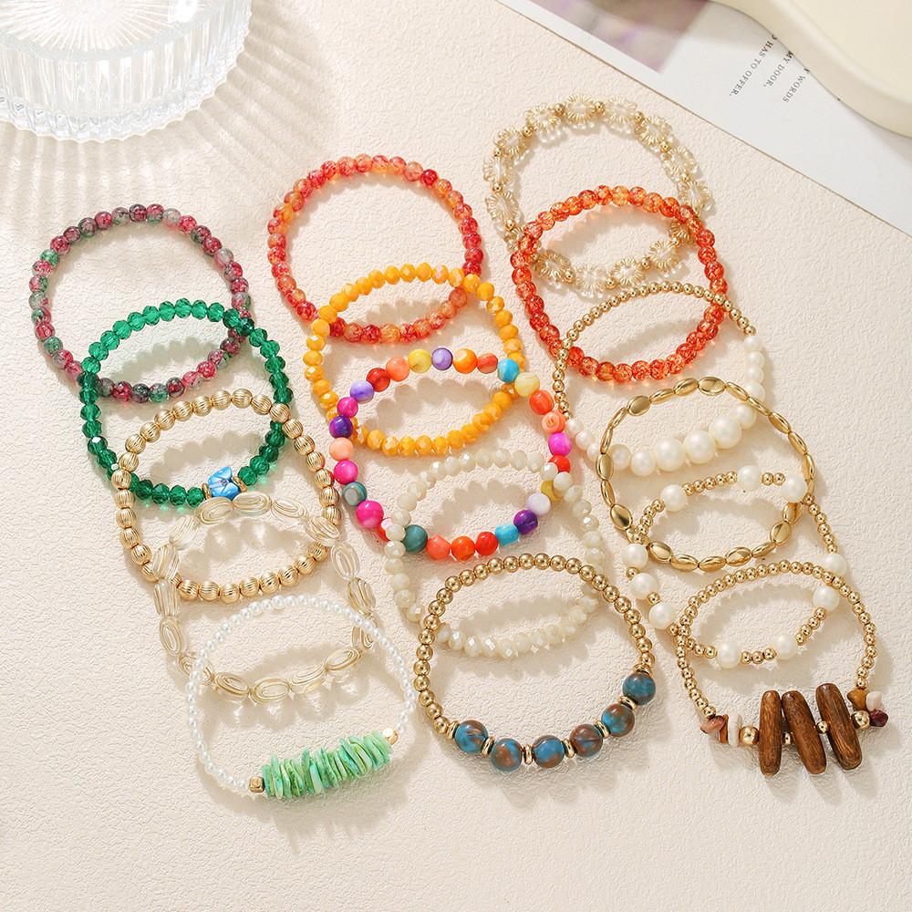 Geometric Multilayer Hand Chain With Crystal And Pearllike Beads For Fashion Enthusiasts