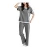 [PHOLEY] Women's Pajamas, Top and Bottom Set, Short Sleeves, Long Pants, Room Wear, Plain, Loungewear, Loose, Soft, Comfortable, Breathable