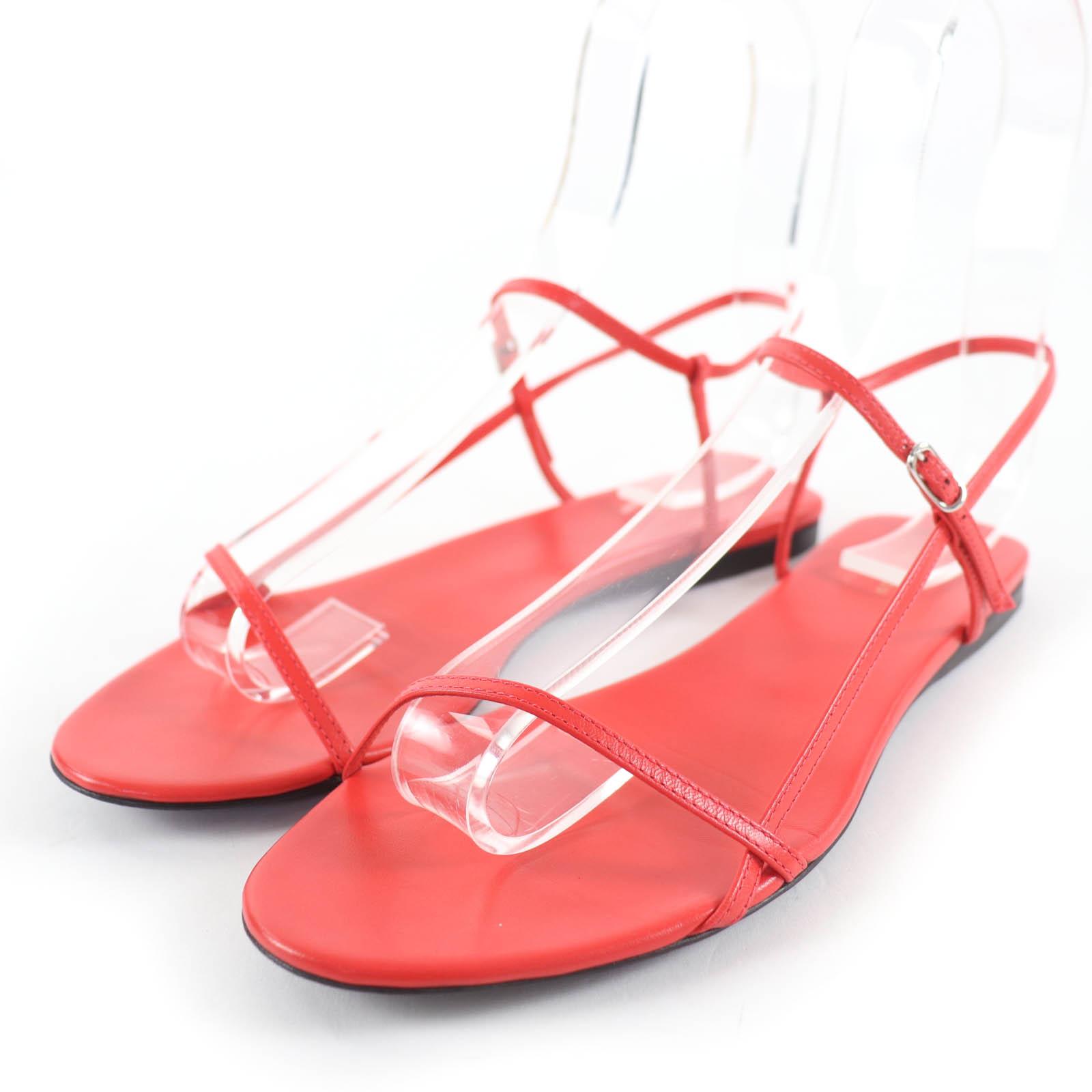 Very Good THE ROW Sandals Bear Ankle Strap Flat Leather Red leather Women 35 Used