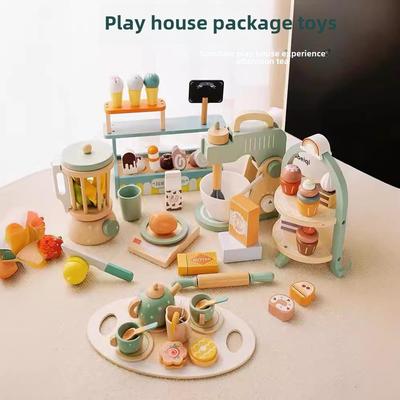 Wooden Dessert Shop Playset for Kids - Ice Cream & Tea Simulation Toy for Boys and Girls