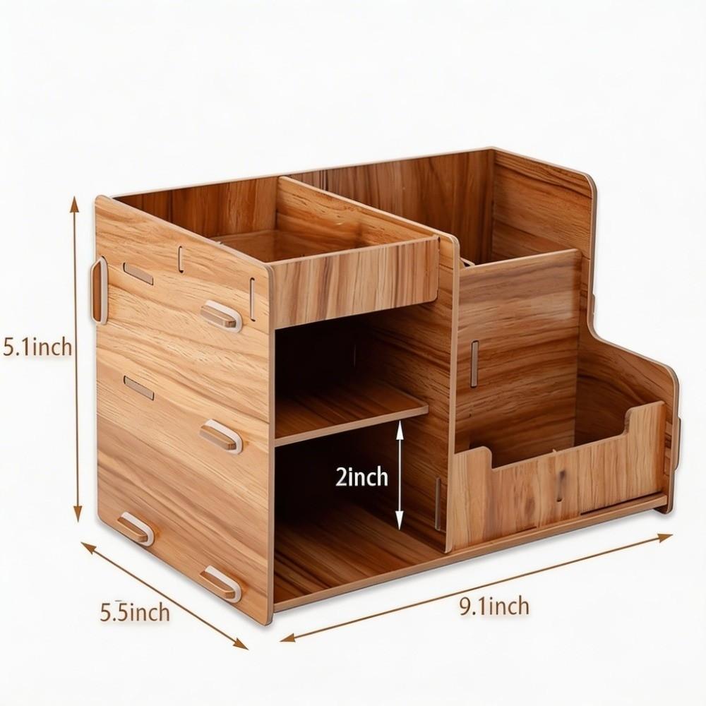 Wooden Material Wooden Desk Organizer Multi Layer Design Space Saving Multi-Layer Storage Box With Compartments Minimal