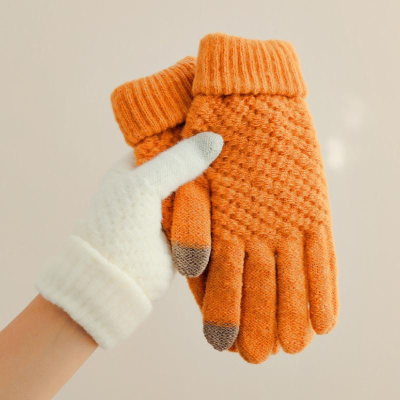 Autumn And Winter Touch Screen Gloves Knitted Jacquard Thick Warm Finger Men And Women Foldable Non-Slip Gloves