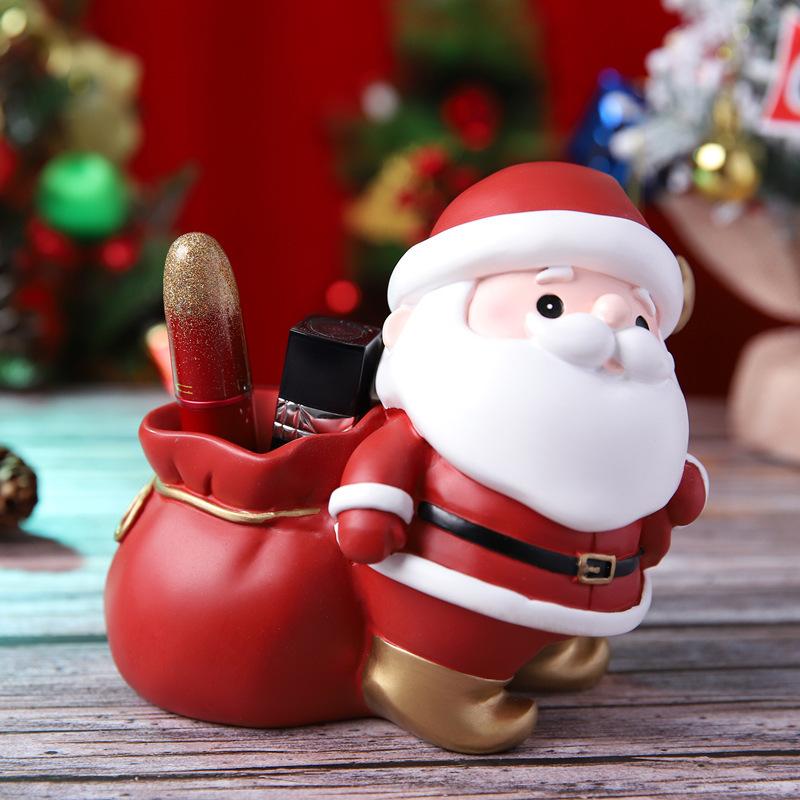 1Pc Multifunctional Santa Claus Apple Pen Holder Creative Lucky Bag Kids Piggy Bank Piggy Bank Tabletop Decorative Ornaments