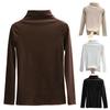 Half High Collar Long Sleeves Slim Fit Bottoming Blouse Autumn Winter Thickened Fleece Lined Pure Color Thermal Top Daily Clothing
