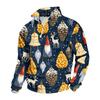 Men's Casual Long Sleeve Stand Collar Sweatshirt with Christmas Print Pullover