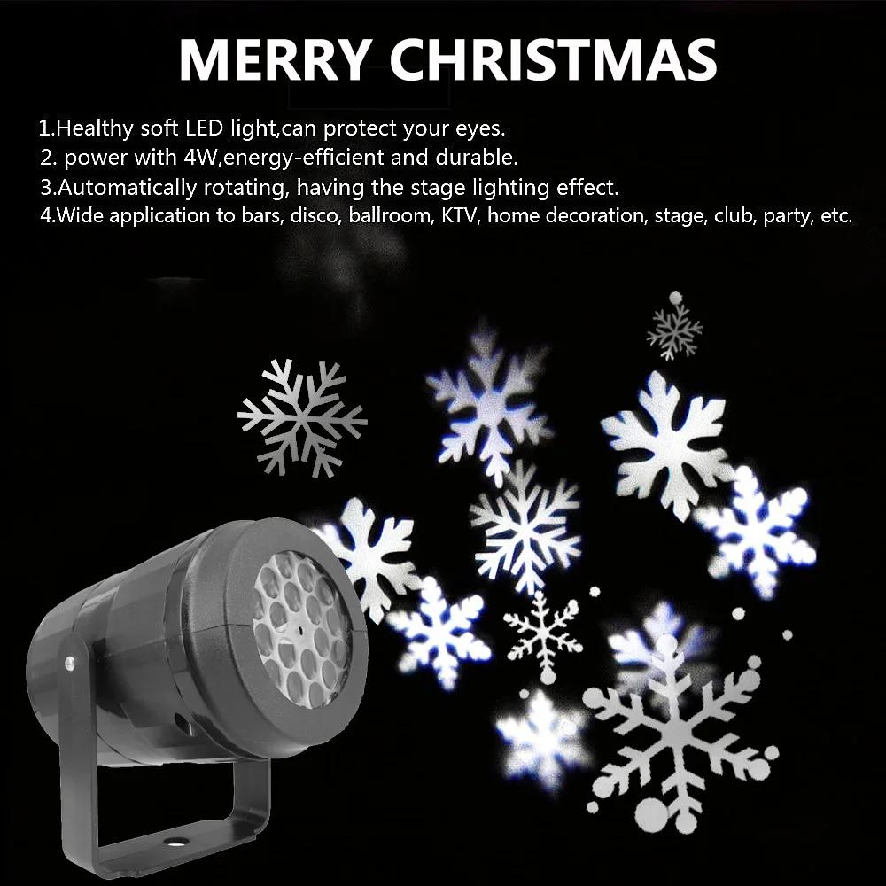 2025 LED USB Snowflake Projector Holiday Lights Christmas Projection Outdoor Lamp Snow Spotlight for New Year Party