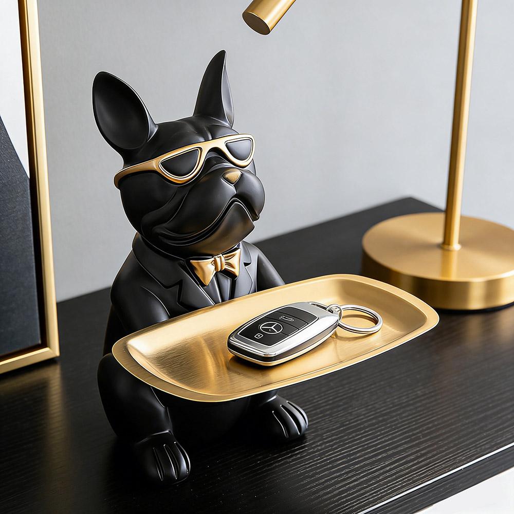 Creative Bulldog Tray Animal Statue Creative Ornament Living Room Bedroom Miscellaneous Storage Home Decoration Gift