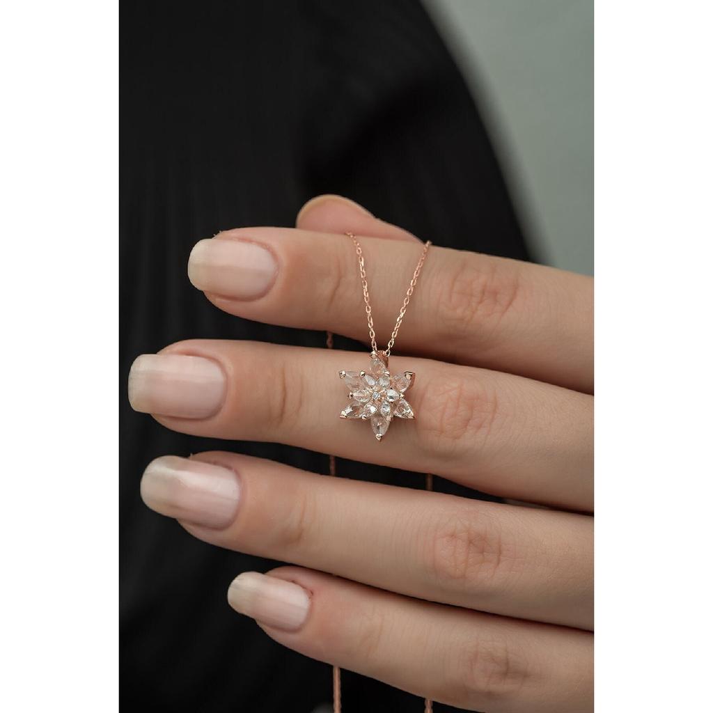 925 Sterling White Lotus Flower Necklace Women's Silver Necklace