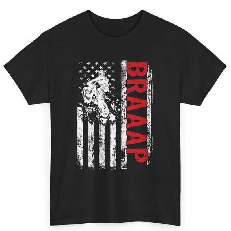 

Biker Motocross Braaap Motorcycle Vintage Usa American Flag Men S Cotton T Shirt S разноцветный
