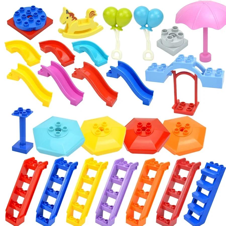 Großer Baustein Spielplatz Kinder Spielzeug Rutsche Leiter Treppen Schaukel Leiter Wippe Ballon Pferd Kompatibel Große Größe Stein Duploes