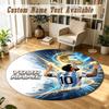 Tapis Rond Nom Personnalisé Motif Lionel Messi Tapis Antidérapant Décor de Sol pour la Maison