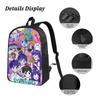 3 Stück Omori Lustige Videospiele Rucksack Set für Kinder Federmäppchen Schultaschen Sets mit Brotdose Für Schulkinder Tagesrucksack