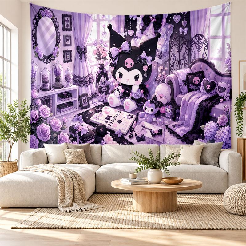 Kuromi Wall Tapestry Home Decor Hanging Cloth Art Background Tapestry for Bedroom