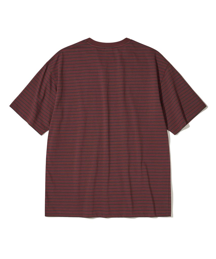 URBANDTYPE Vintage Label Striped T-Shirt_Wine