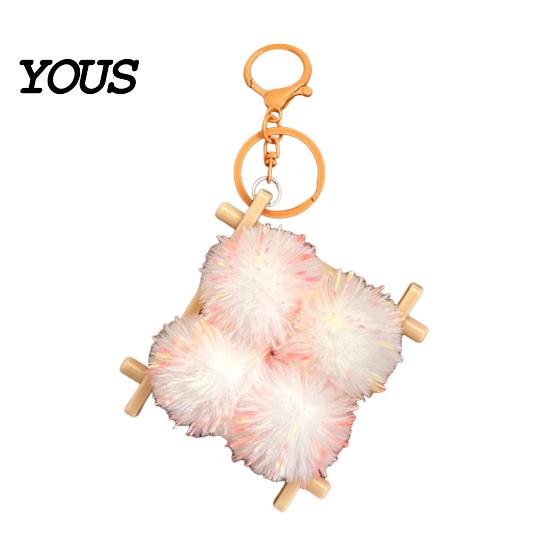 Backpack Accessory Fermented Bean Curd Plush Keychain, Fluffy Doufu Bag Decorative Charm with Keyring, Handbag Purse Decoration Accessories
