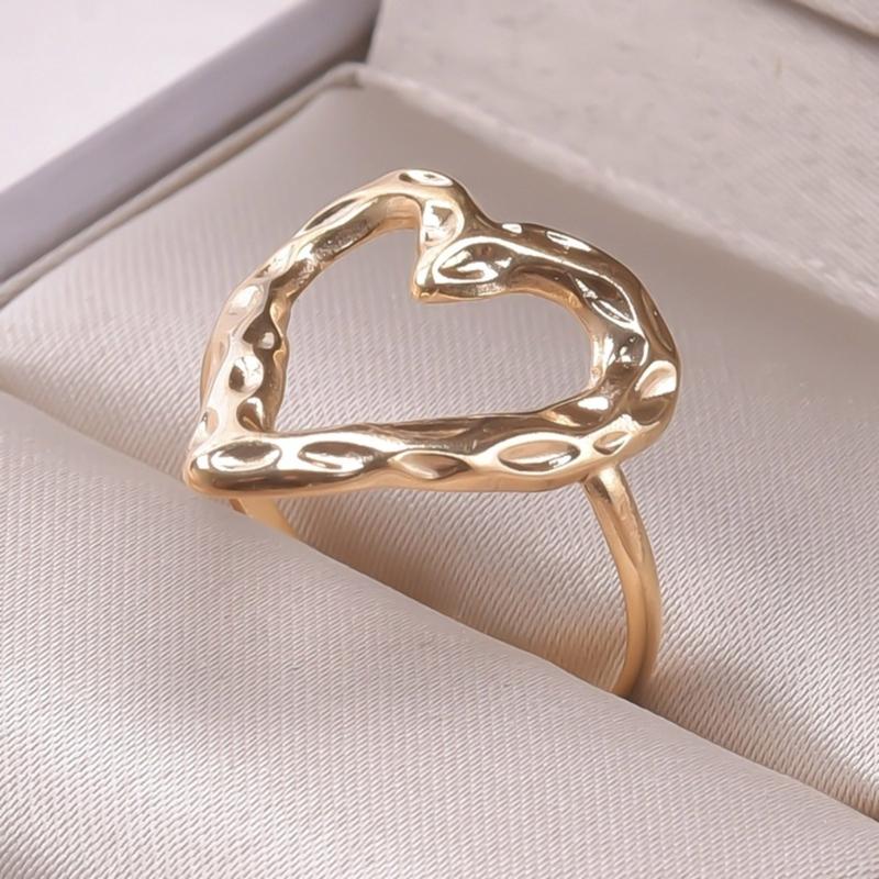 Adjustable Heart Shaped Rings Jewelry Stainless Steel Sweetheart Rings Open Adjustable Rings Jewelry for Fashionistas