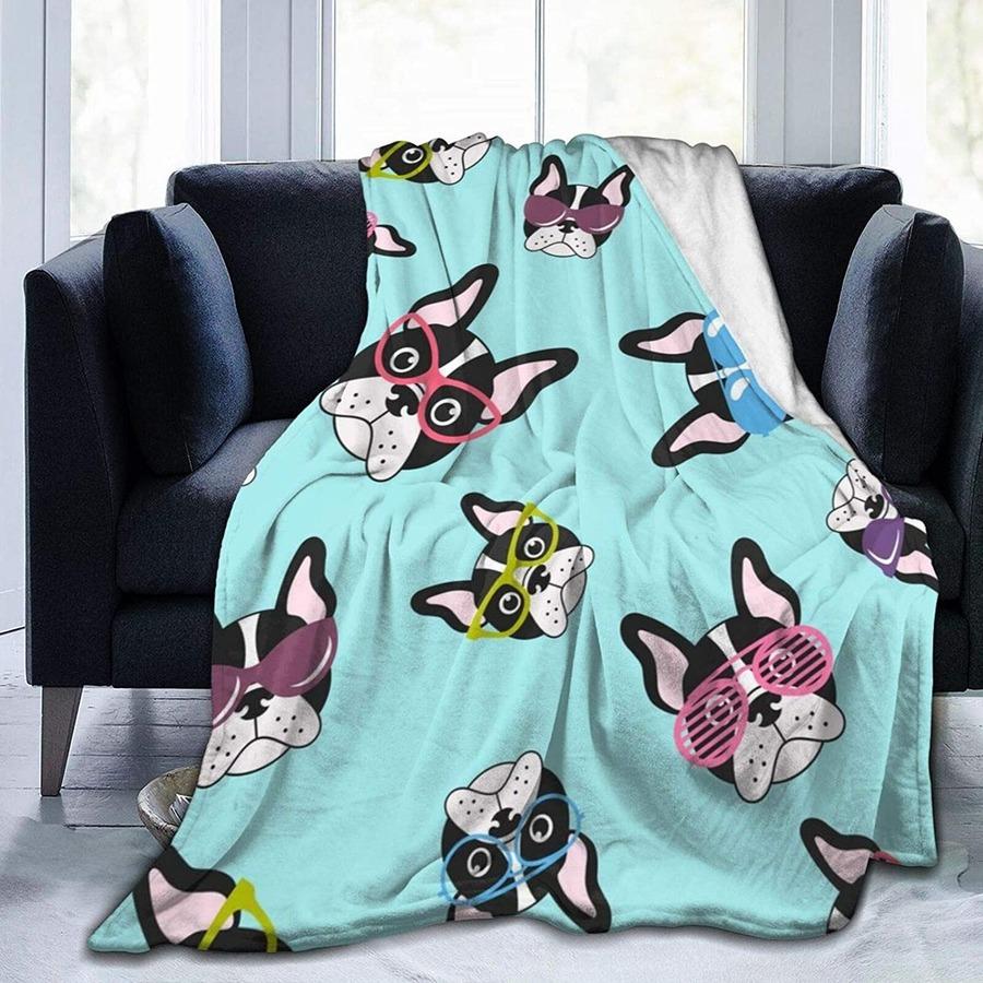 French Bulldog Dog Cute Ultra-Soft Flannel Printed Blanket Velvet Plush Throw Blanket Nap Cover High Quality Home Use Sofa Decor