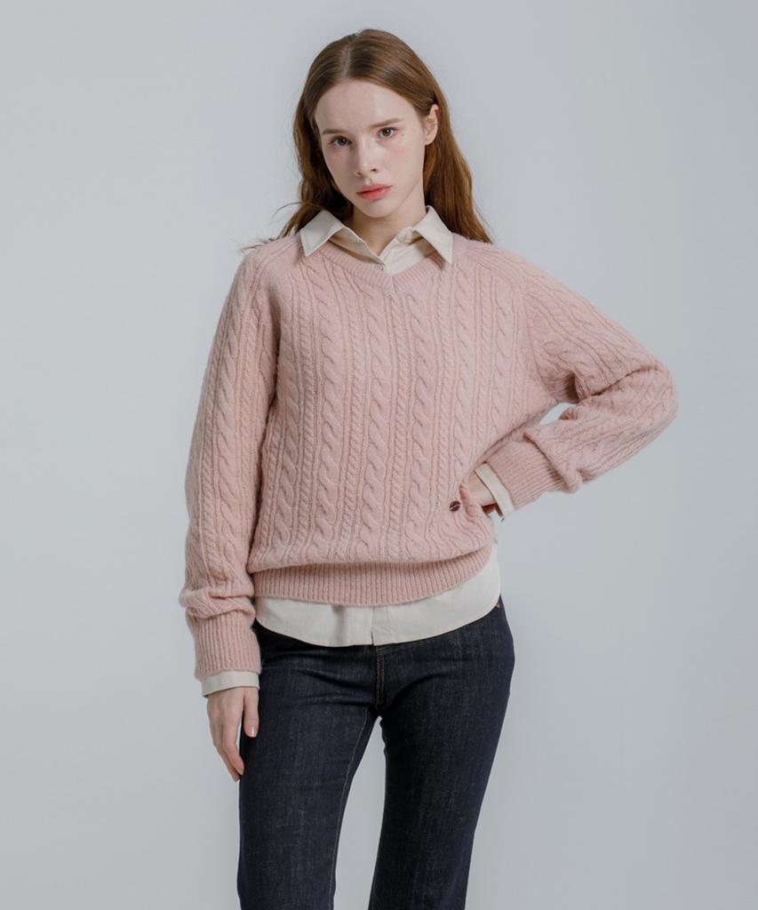 Eilubeu Cable V-Neck Knit Aaqlpo001P