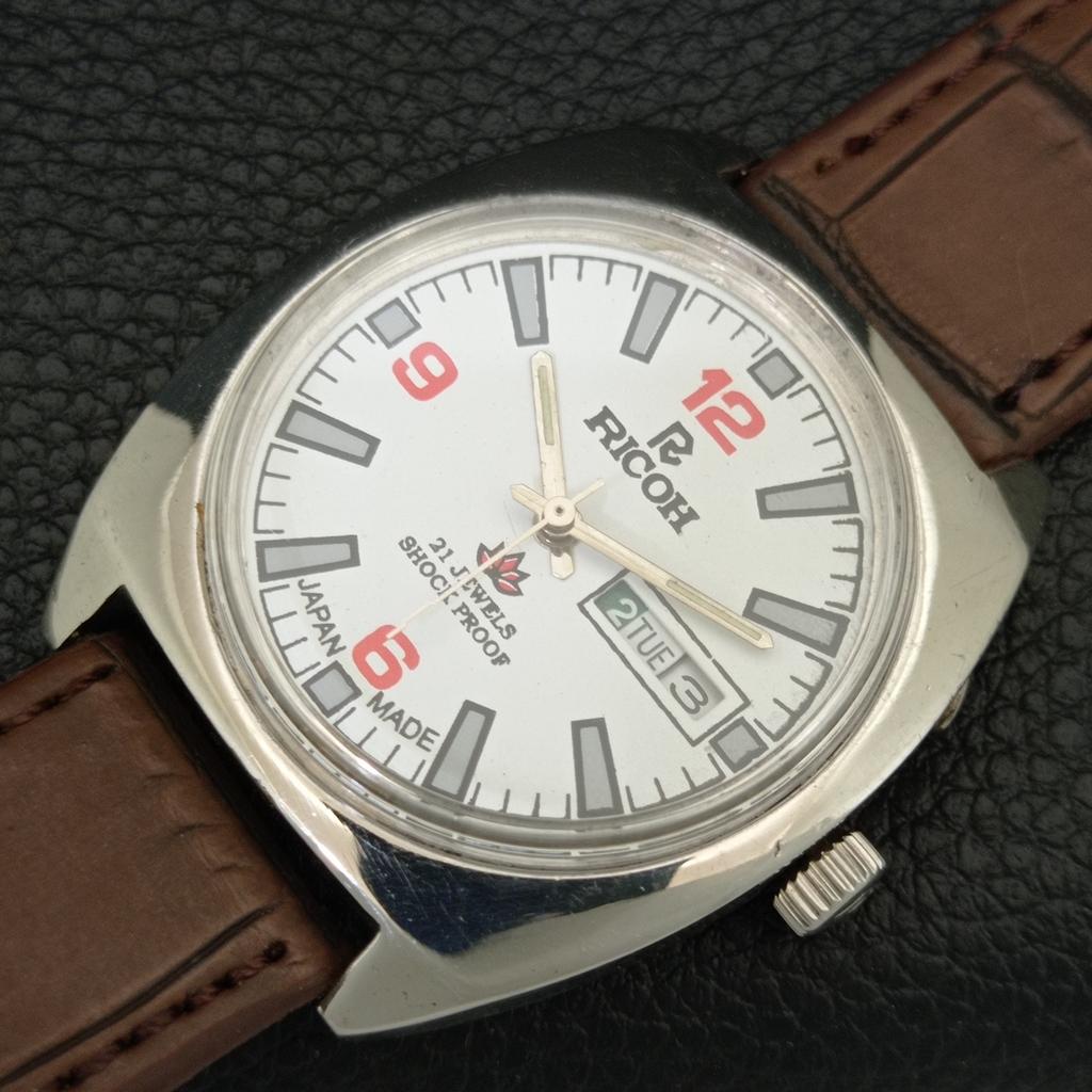 AUTOMATIC VINTAGE RICOH R31 JAPAN MENS WHITE COLOR DIAL WATCH A707606-1
