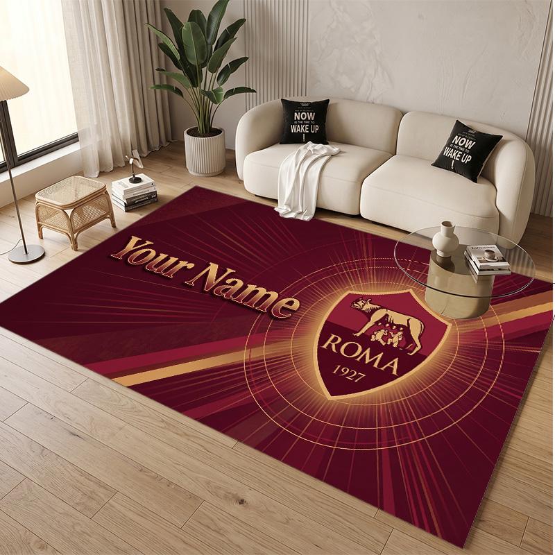 Personalized Crystal Velvet Carpet AS Roma FC Pattern Non Slip Floor Rug