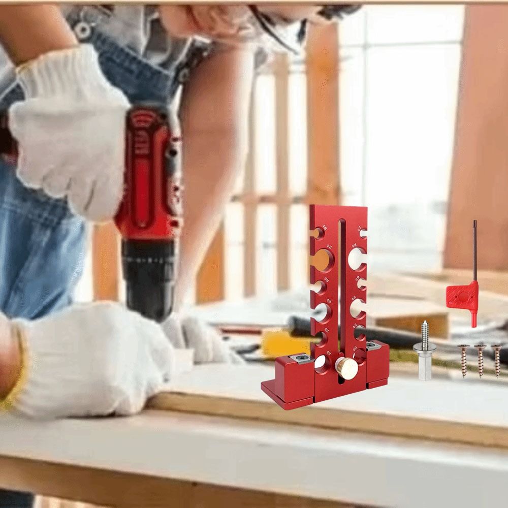 Adjustable Size Range Electric Drill Jig Double-Edged Cut Knob Type Adjustable Dowel 7-18mm Enhanced Accuracy Design