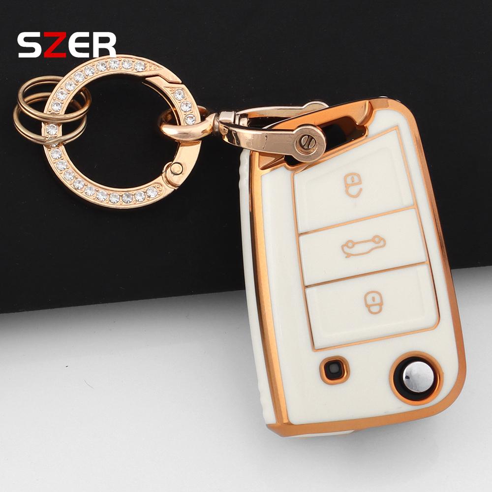Tpu Red Car Key Case Cover Holder Keychain For Vw Volkswagen Golf 7 Mk7 Tiguan Mk2 For Seat Ateca Leon Fr 2 Ibiza Skoda Octavia
