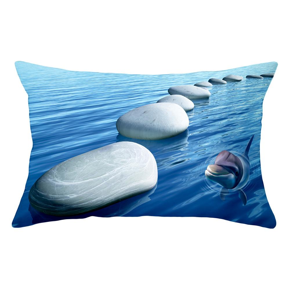 Dekorative Kissenbezüge, 30 x 50 cm, Delfin- und Ozean-Lendenkissenbezug, Sofa-Kissenbezug, Auto-Büro-Kissen, Rückenkissen, Heimdekoration