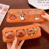 Cute PU Pen Bag Zipper Design Waterproof Stationery Bag Capybara Pencil Case Students