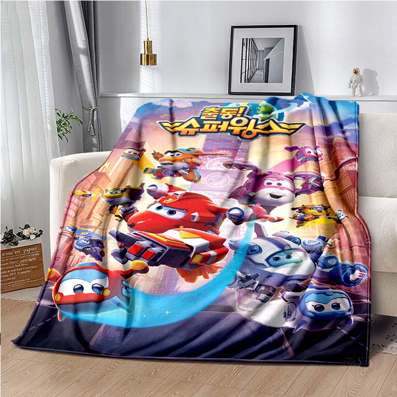 Cartoon Anime Super Wings Throws Blanket for Bedding Picnic Kid Super Soft Cute kawai high quality Flannel Blanket birthday gift