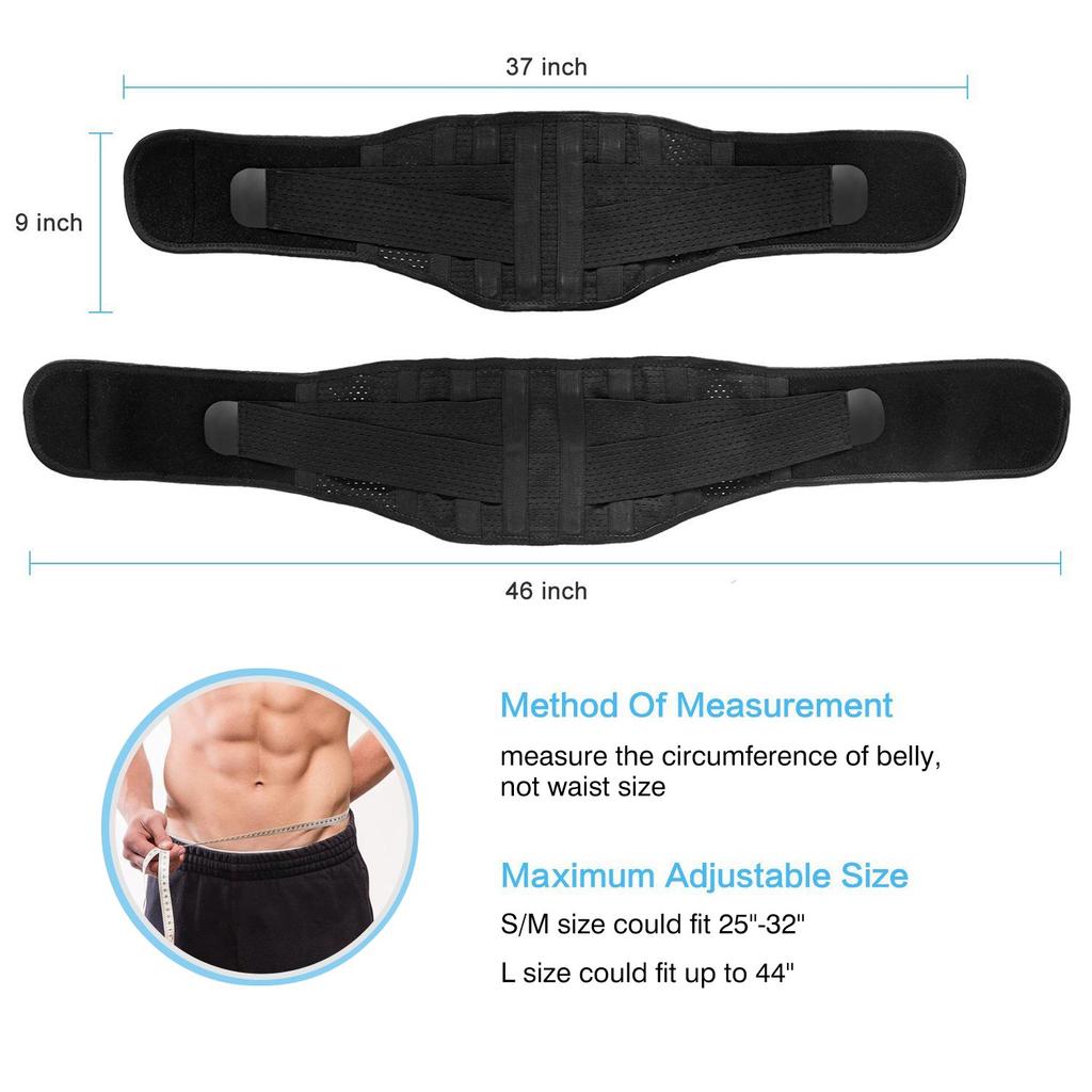 Lumbar Waist Belt, Lower Back Support Belt with Breathable Mesh Panels