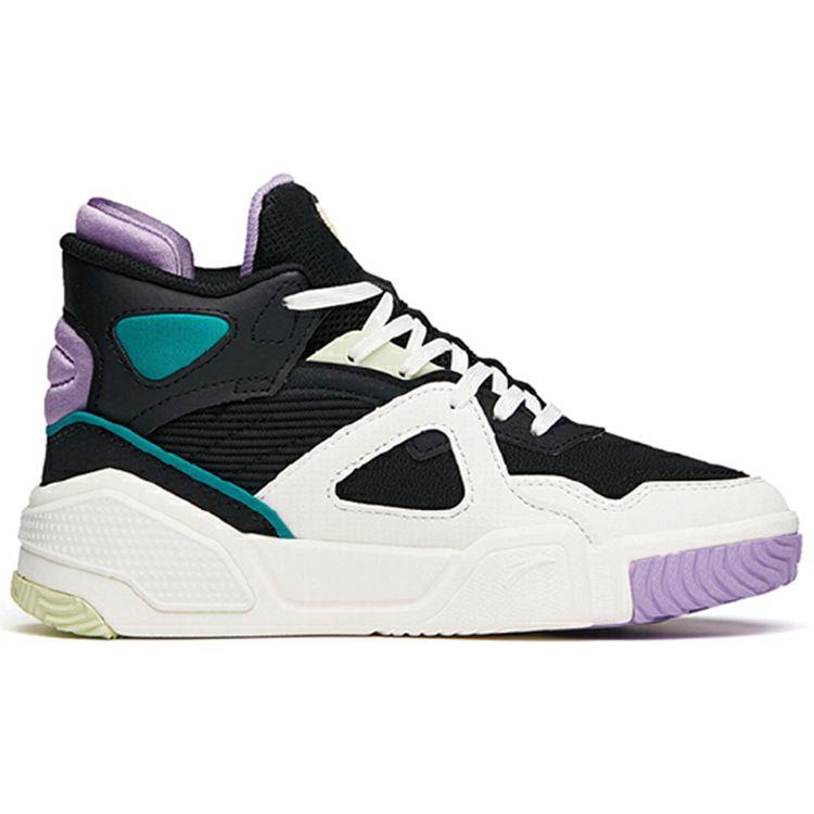 Anta High Top Skate Shoes Women sneakers Black White Purple 122148088-3