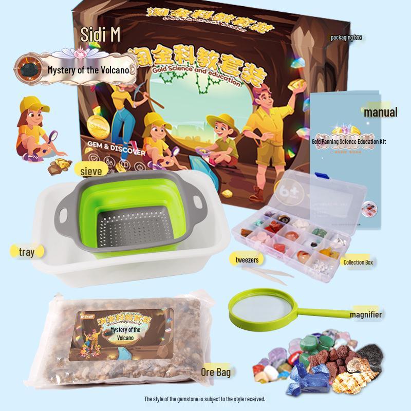 Children s Archaeological Gold Panning & Treasure Hunting Toy Set - Crystal Gem Science Education Gift