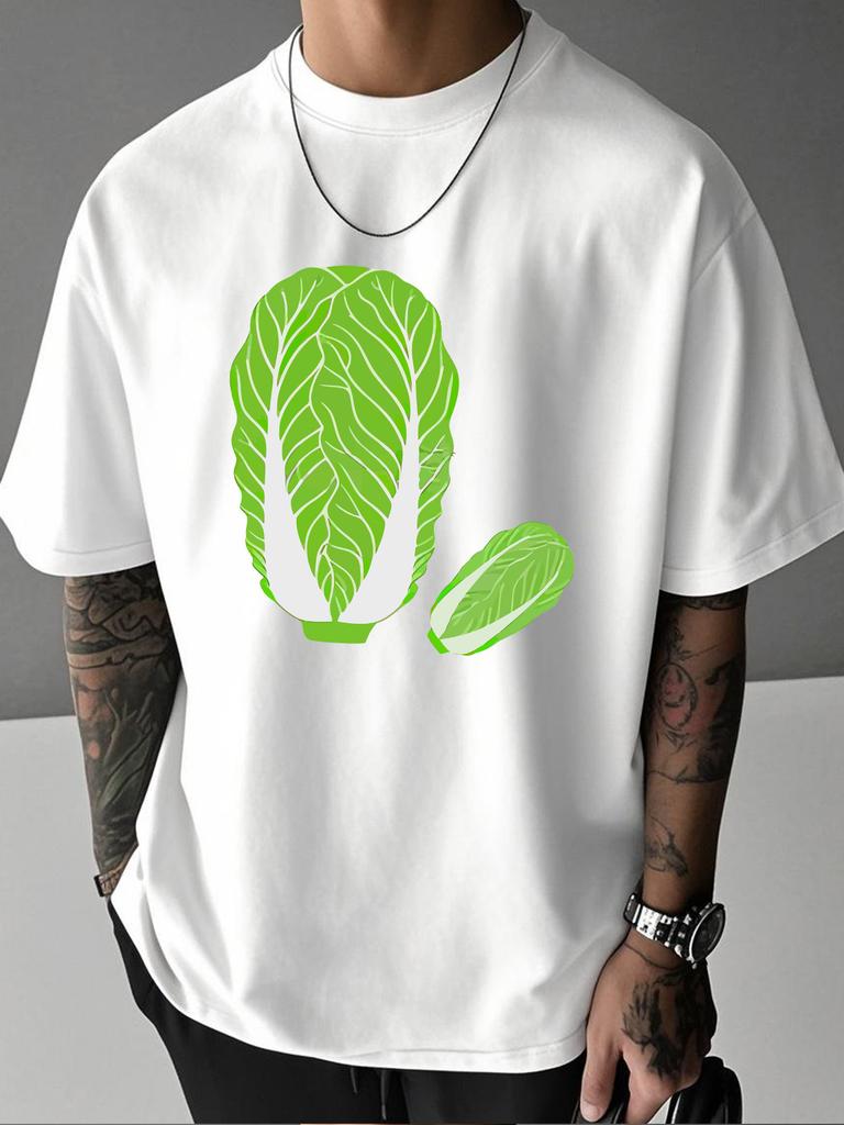 Unisex Summer Casual Short Sleeve T Shirt Cute Chinese Cabbage Vegetable Graphic Oversized Loose Tees Street Daily Fashion Tops