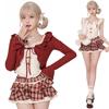 Cosplay Red Tank Checkered Flare Skirt Sweet Girly Cute Fashion Harajuku Style Korean Style Spring Summer Autumn Halloween Christmas [Ligwon]