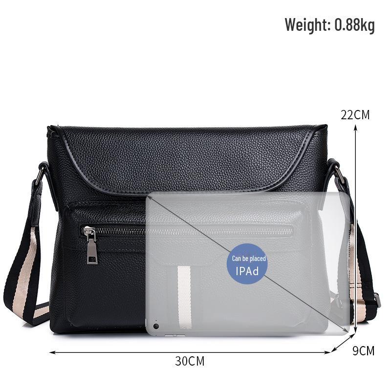 Men's Large Capacity Cowhide Messenger Bag - Trendy Shoulder Bag for Autumn/Winter 2024