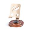 Rotating Foldable Desktop Phone Holder with Metal Stand and Walnut Base