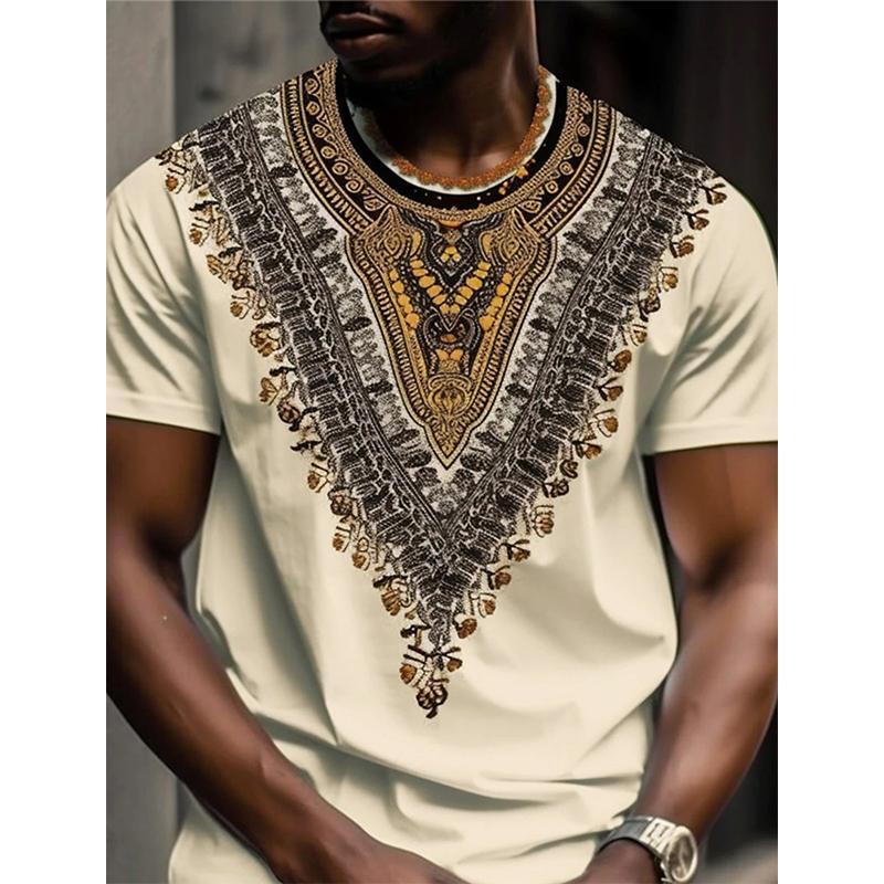 Designer Vintage Afrikanisches Ethnisches Blumen T-Shirt 3D-Druck Herren Bohemian