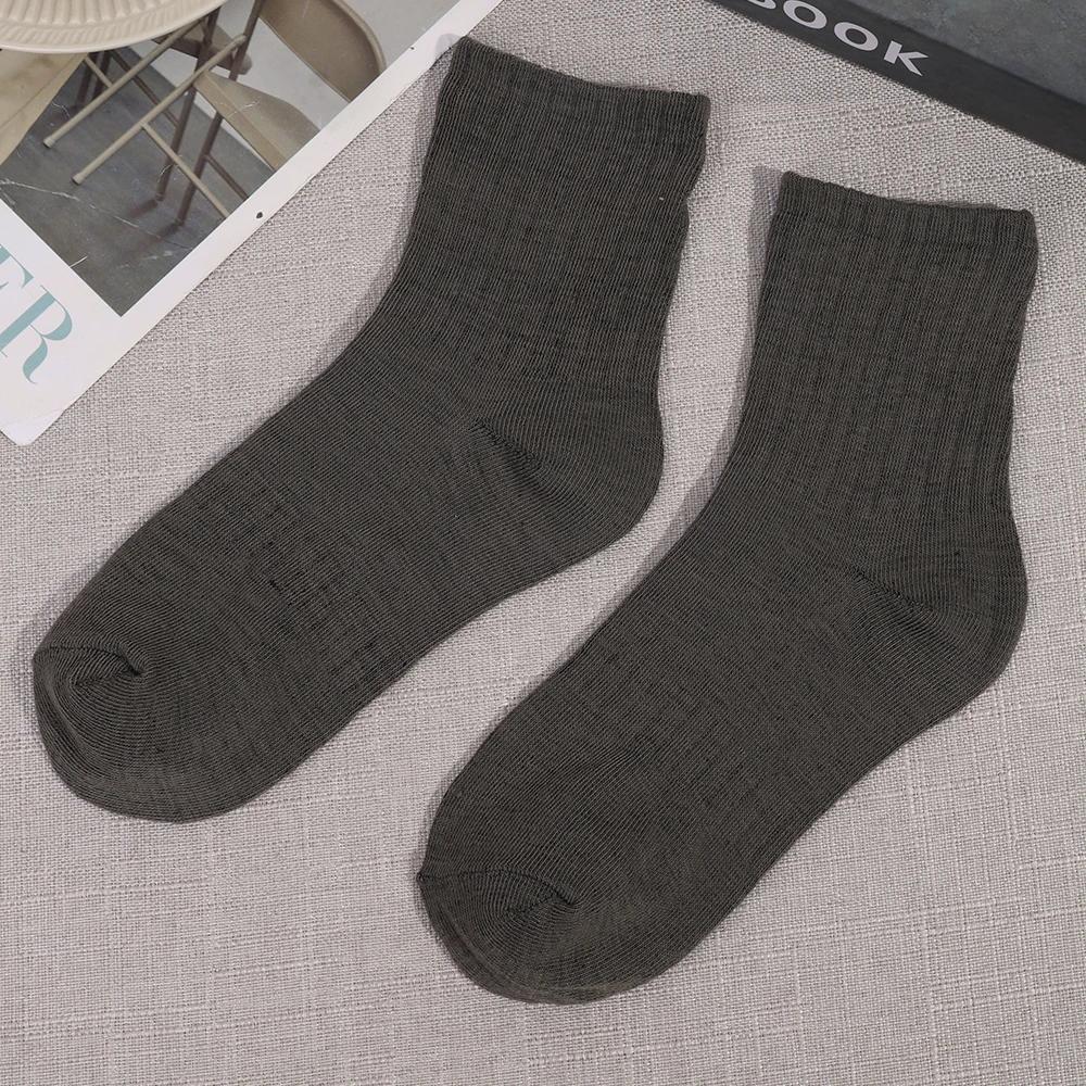 

2/6 шт. хлопковые мужские носки средней длины осенне-зимние вязаные теплые чулки с защитой от холода черно-белые серые простые носки для дома
