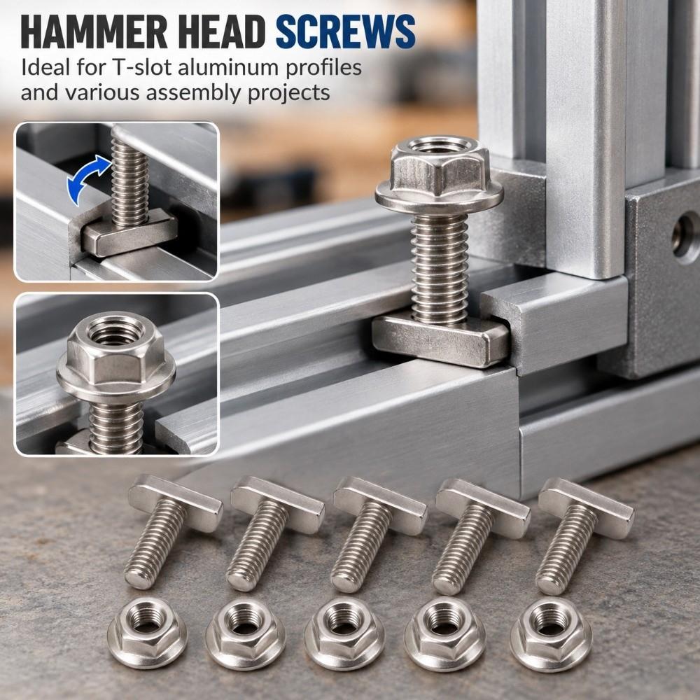 20set Stainless Steel T Bolts High Tensile Strength M8 Hammer Head Screws  Photovoltaic