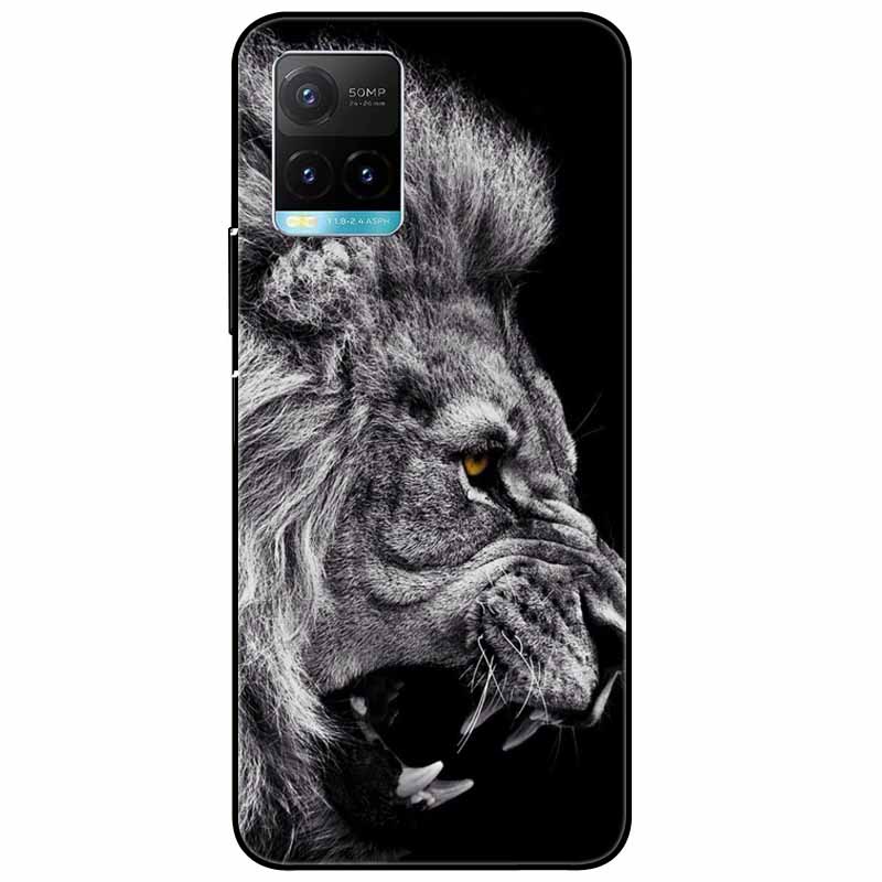 Für vivo Y33s Hülle Y 33s Silikon Weich Bemalt Katze Schwarze Hüllen für Vivo V2109 Y33S Rückseite TPU Hülle für VIVOY33s Cartoon