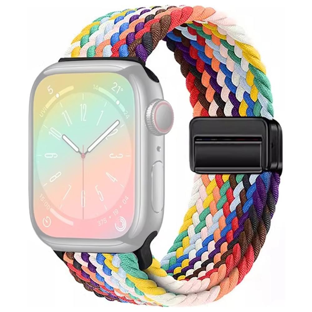 

Watch Band for Apple Watch Series 10 9 8 7 SE 6 5 4 3 2 1 42mm 41mm 40mm 38mm Magnetic Buckle Braided Nylon Strap Rainbow