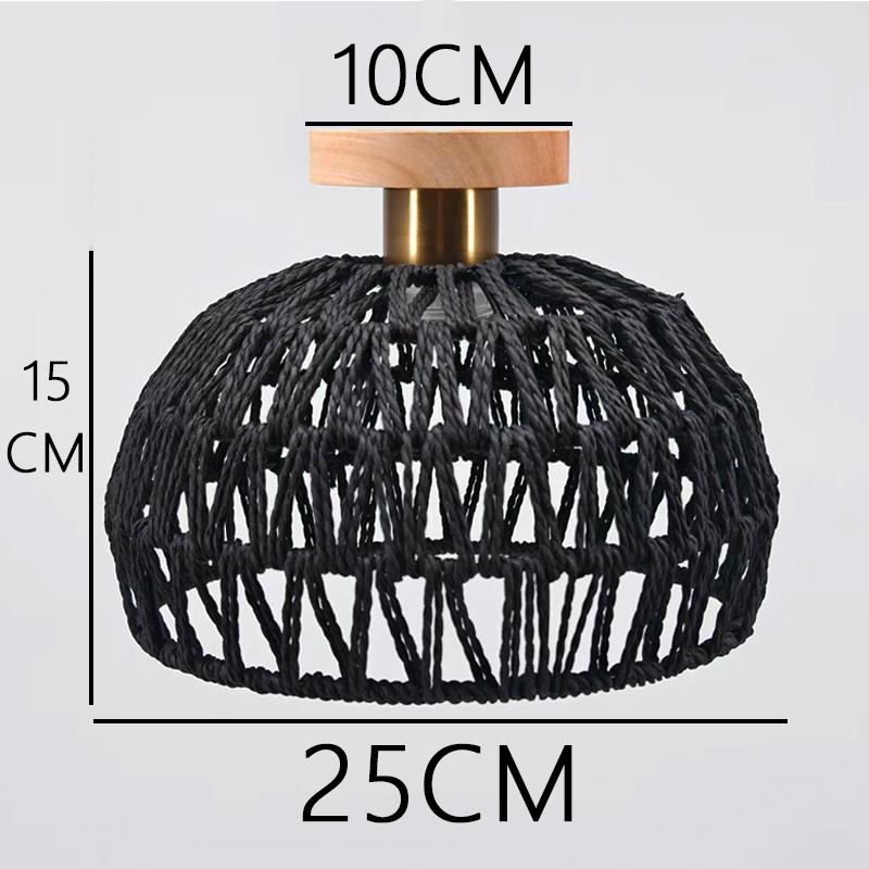

Rattan Ceiling Pendant Lamp Fixtures Hand-Woven Boho Semi Flush Mount Handmade Light Fixture with Paper Rope Shades for Bedroom As Photos