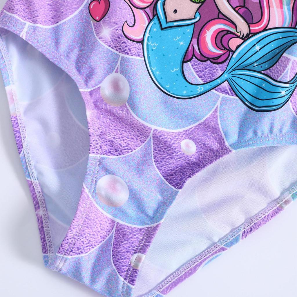 Exclusive Mermaid Print Halter Swimsuit for Baby Girls