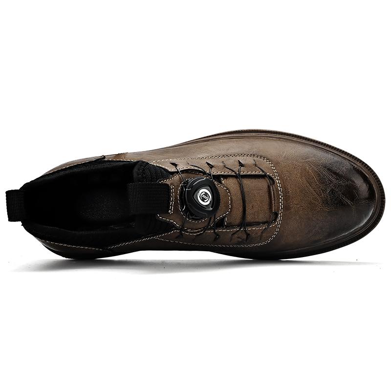 Fashion Men's Leather Shoes Rotating Button Casual Shoes Dress Shoes