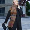 Retro Color Oil Painting Plaid Mohair Scarf Women's Autumn and Winter Thickened Warm New Fringed Scarf