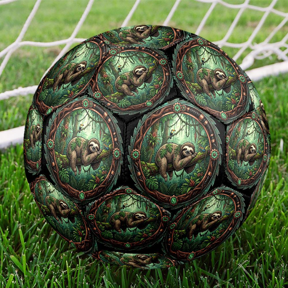 Sloth Tropical Forest Round Football Size 5 Adult Ball Suitable for Training Matches and Outdoor Team.