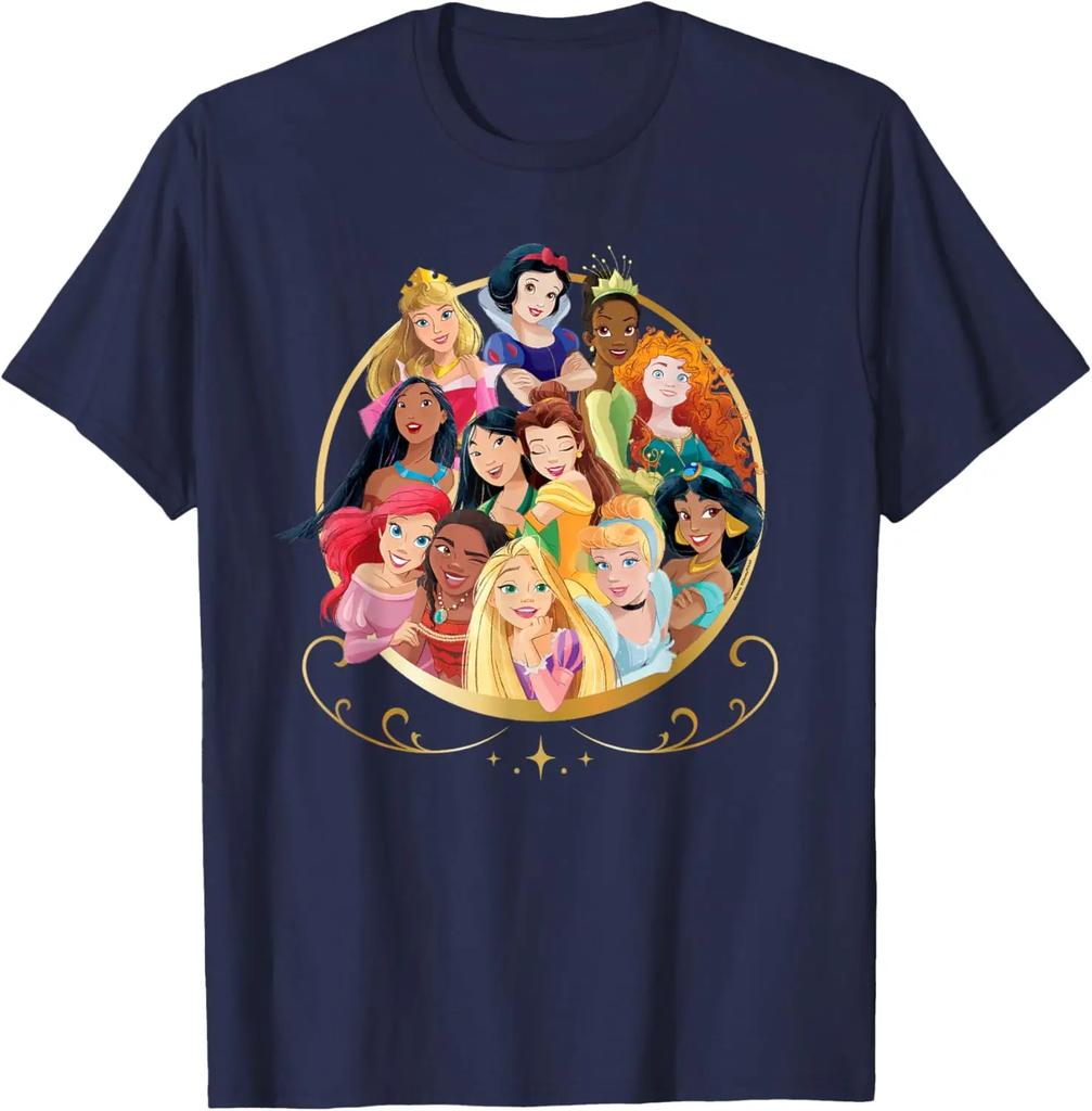 Heißes Mode Casual Disney Prinzessin Königliche Freunde Gruppe T-Shirt S-4XL Vier Jahreszeiten