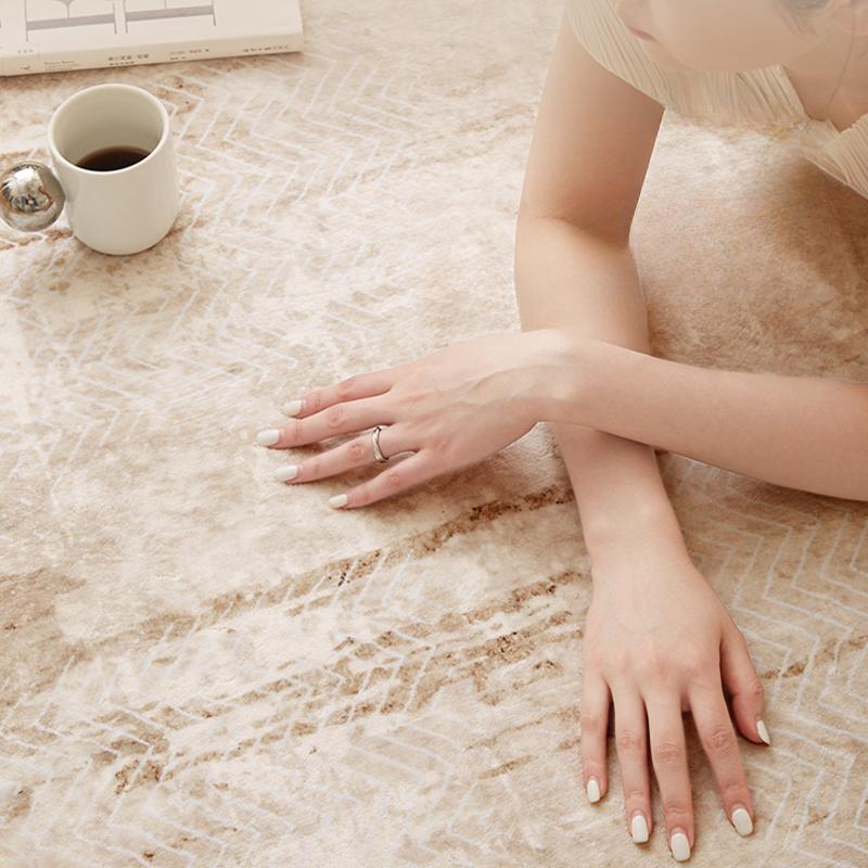 Cream Style Bedroom Decor Round Carpet Light Luxury Carpets for Living Room Anti-slip Lounge Plush Floor Mat Home Thick Soft Rug