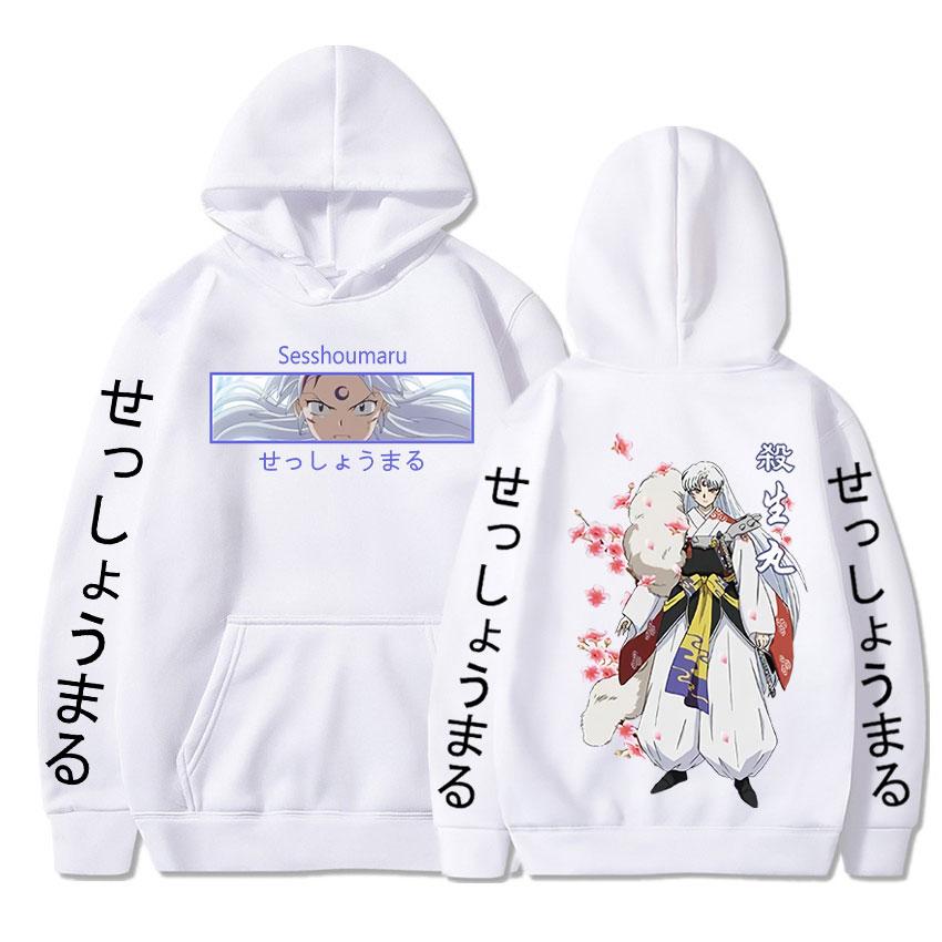 Japanese Anime InuYasha Sesshomaru Hoodie Fashion Men's Manga Double Sided Print Hooded Sweatshirts Unisex Pullovers Streetwear